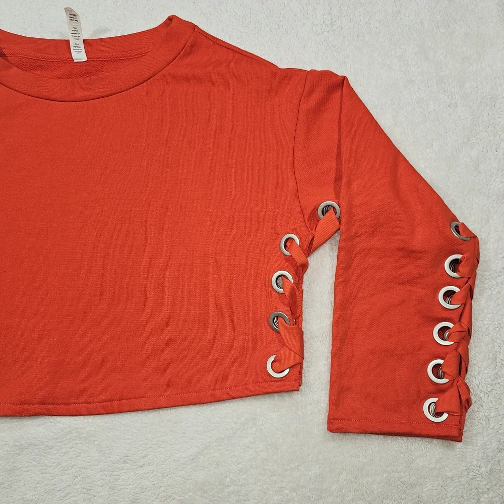 Alo Yoga Suspension Pullover Lace Up Sweater - Cherry Red Size S